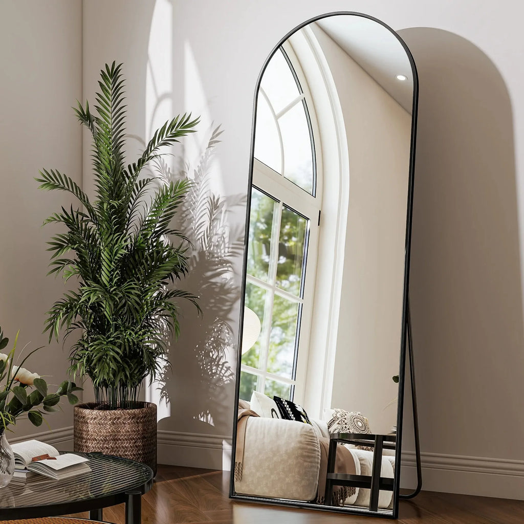 59"x 16" Arched Full Length Mirror Full Body Floor Mirrors, Black