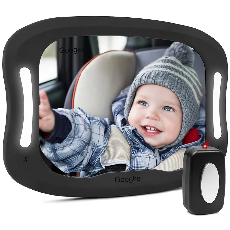 Baby Car Mirror with Remote Control Soft Led Light ShatterProof Acrylic Baby Mirror for Car