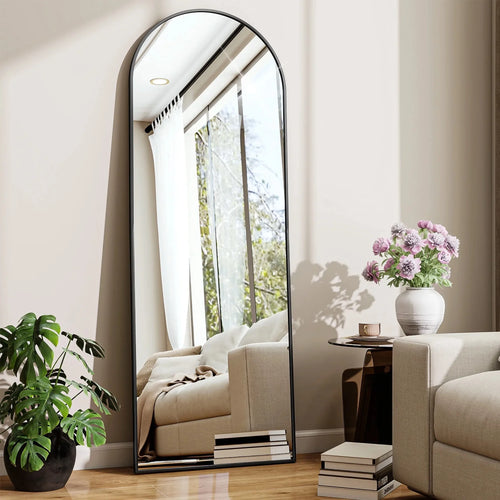 59"x 16" Arched Full Length Mirror Full Body Floor Mirrors, Black